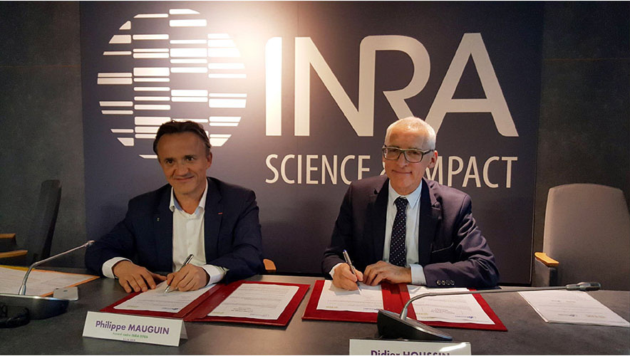 Philippe Mauguin, président directeur général de l’Inra et Didier Houssin, président d’IFP Energies nouvelles (IFPEN) 
