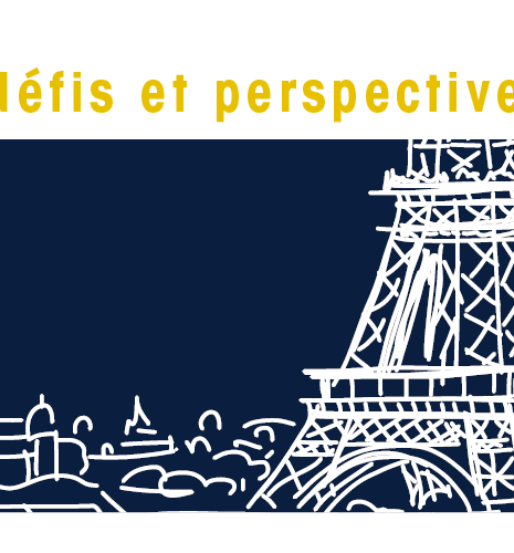 Dessin de paris en bleu te blanc avec le logo des RDV de l'innovation et la thématique : le recyclage des plastiques